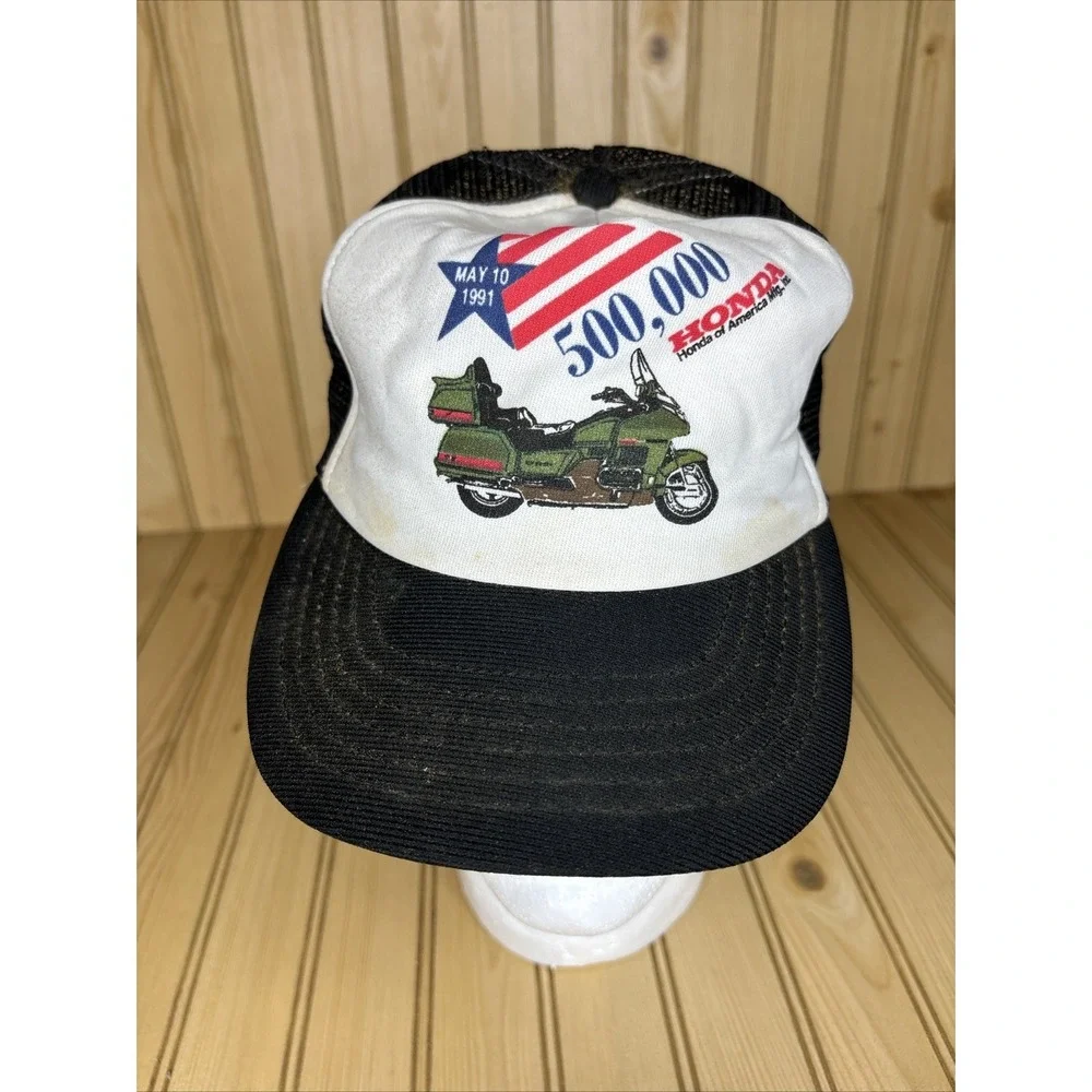 VTG RARE Honda Vintage Trucker SnapBack Hat Motorcycle Goldwing‎ 1991 500,000